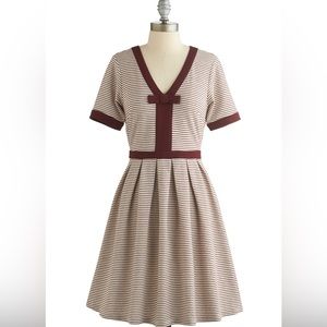 Dear Creatures Night brunch dress burgundy stripe